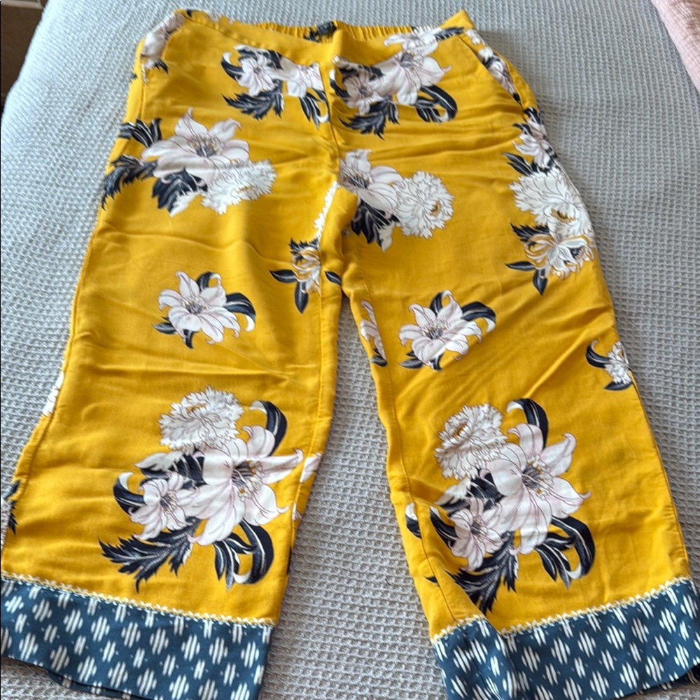 LOFT Yellow Floral Pants